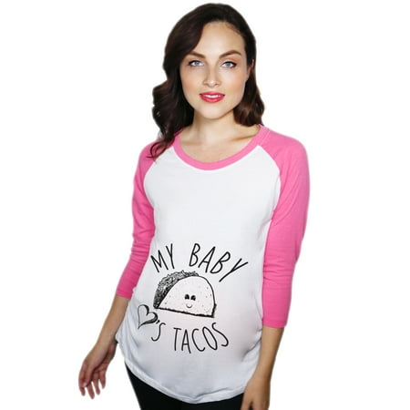 Maternity Raglan My Baby Loves Tacos Funny Pregnancy Baseball Tee (Pink) - XL
Maternity Raglan My Baby Loves Tacos Funny Pregnancy Baseball Tee (Pink) - XL