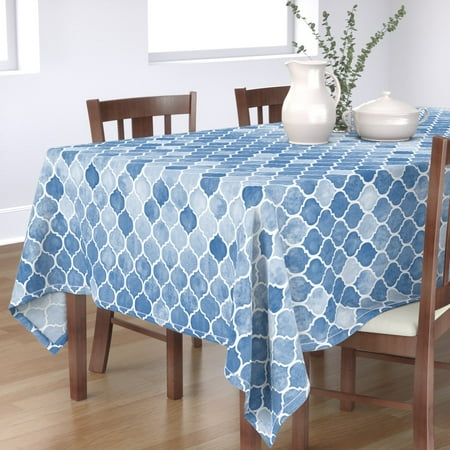 Cotton Sateen Tablecloth 70 x 120 - Blue Moroccan White Watercolor Shapes Print Custom Table Linens by Spoonflower
Cotton Sateen Tablecloth 70 x 120 - Blue Moroccan White Watercolor Shapes Print Custom Table Linens by Spoonflower