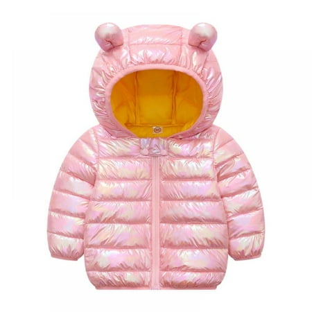 Monfince Winter Children s Cotton-padded Down Parkas Boys Girls Hooded Zipper Jacket Cute Bear Ear Kids Outerwear & Coats for 12M-5 Years