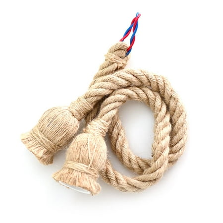 3.28ft Hemp Rope Electric Wire for DIY E27 Bulb Pendant Light (Double Head)