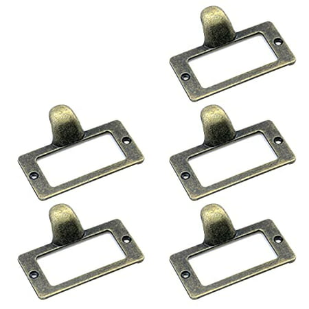 

Antrader 2.3 x 1.8 Zinc Alloy Frame Tag Label Holder Office Library File Cabinet Drawer Pull Handles with Screws Bronze Tone 5-Pack