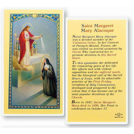 

Saint Margaret Mary Alacoque Laminated Catholic Prayer Holy Card with Prayer on Back Pack of 25
