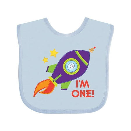 Inktastic 1st Birthday Rocketship One Year Old Gift Baby Boy or Baby Girl Bib