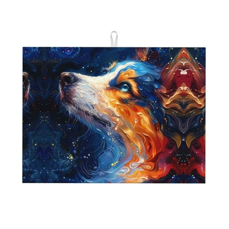 Large Dish Drying Mats for Kitchen Counter - Galactic Dog Swirls Art 18x24In Anti-Slip Absorbent Microfiber Drying Mat for Kitchen Counter Mat Dish Rack Mat with Hanging Loop
Large Dish Drying Mats for Kitchen Counter - Galactic Dog Swirls Art 18x24In Anti-Slip Absorbent Microfiber Drying Mat for Kitchen Counter Mat Dish Rack Mat with Hanging Loop