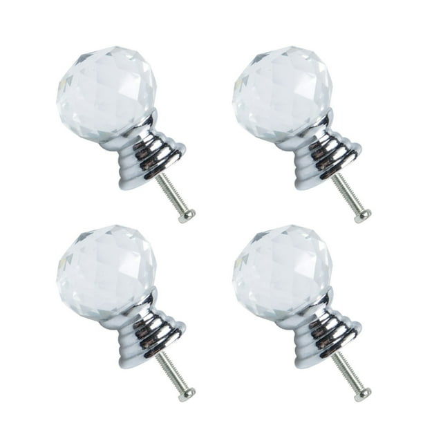 20mm Dia Crystal Glass Knobs Wardrobe Dresser Knobs Pull Handle for Home Office Hotel Cupboard Cabinet Clear, 4pcs