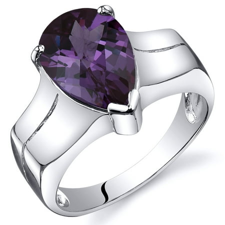 Peora 3.75 Ct Created Alexandrite Engagement Ring in Rhodium-Plated Sterling Silver