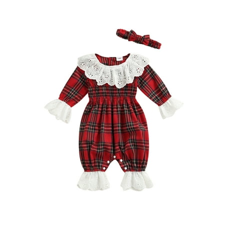 BrilliantMe Kids Baby Girls Romper with Headband Christmas Plaid Long Sleeve Lace Floral Jumpsuit Outfits Set Red 0-3 Months
BrilliantMe Kids Baby Girls Romper with Headband Christmas Plaid Long Sleeve Lace Floral Jumpsuit Outfits Set Red 0-3 Months