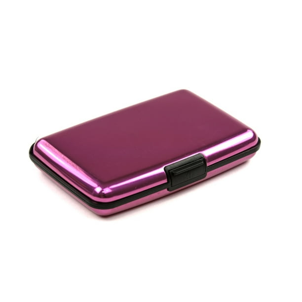 Aluminum Hard-Shell Wallet RFID Blocking Credit Card Guard- Pink