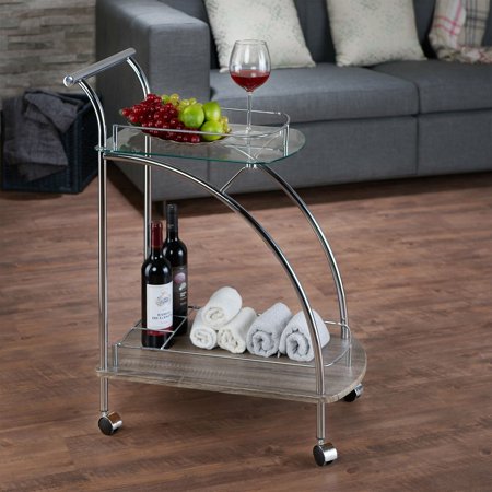 Acme Furniture Badin Chrome Finish and Glass Serving Cart