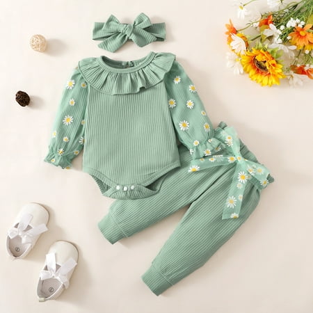 Hunpta Infant Girls Ruffles Long Sleeve Ribbed Romper Bodysuits Floral Printed Pants Headbands Newborn Outfits
Hunpta Infant Girls Ruffles Long Sleeve Ribbed Romper Bodysuits Floral Printed Pants Headbands Newborn Outfits
