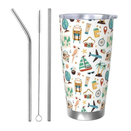 Cauagu Travel1 Pattern 20oz Tumbler Stainless Steel Vacuum Insulated Tumbler with Lid Insulated Coffee Mug Thermal Cup with Splash Proof Sliding Lid-Straw Three-piece Set
Cauagu Travel1 Pattern 20oz Tumbler Stainless Steel Vacuum Insulated Tumbler with Lid Insulated Coffee Mug Thermal Cup with Splash Proof Sliding Lid-Straw Three-piece Set