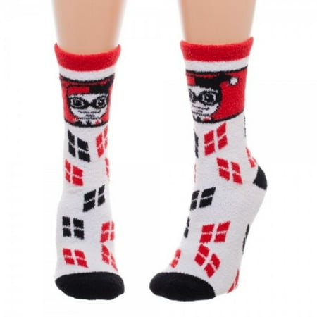 Harley Quinn Logo Women s Juniors Fuzzy Socks