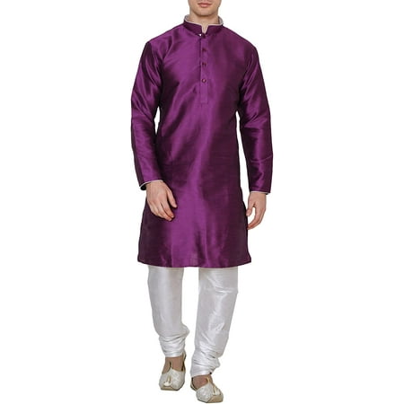 Royal Kurta Men s Silk Blend Solid Pyjama Set (DORI-PURPLE.-44_Purple-Dori._44)