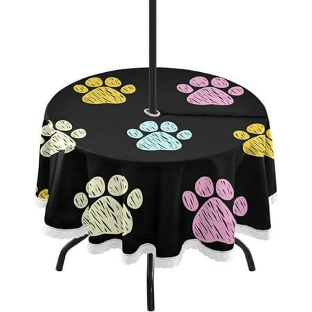 SKYSONIC Dog Paws Round Tablecloth 60 Waterproof Spillproof Polyester Fabric Table Cover with Zipper Umbrella Hole for Outdoor Patio Garden Dining Party
SKYSONIC Dog Paws Round Tablecloth 60 Waterproof Spillproof Polyester Fabric Table Cover with Zipper Umbrella Hole for Outdoor Patio Garden Dining Party