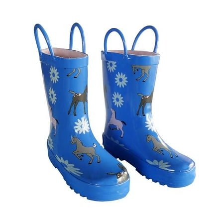 Childrens Blue Pony Rain Boot - Size 6