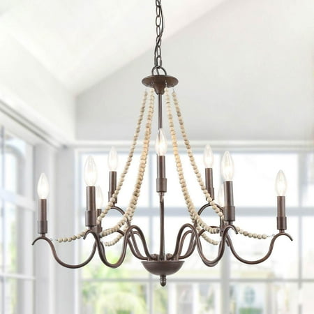 LNC 9-Light 28-in W Rust Bronze Candle Style French Country Chandeleir with Distressed White Wood Beaded Farmhouse Kitchen Island Light for Dining Room Living Room Bedroom
LNC 9-Light 28-in W Rust Bronze Candle Style French Country Chandeleir with Distressed White Wood Beaded Farmhouse Kitchen Island Light for Dining Room Living Room Bedroom
