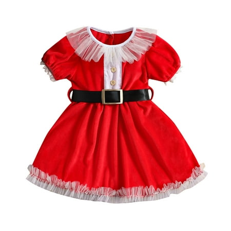 Meihuida Toddler Girl Christmas Dress Short Sleeve Button Front Santa Dress with Black Belt
Meihuida Toddler Girl Christmas Dress Short Sleeve Button Front Santa Dress with Black Belt