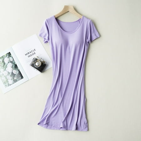 FANTADOOL Women Short Sleeve Nightdress Summer Pajamas Ladies Nightdress With Chest Pad
FANTADOOL Women Short Sleeve Nightdress Summer Pajamas Ladies Nightdress With Chest Pad