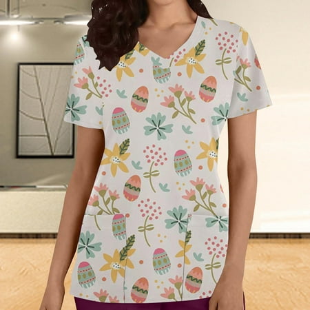 Womens Easter Nursing Scrub Tops Summer Clearance Women s Casual T-Shirt Short Sleeve V-neck Tops Working Uniform Easter Print With Pocket Workwear Blouse
Womens Easter Nursing Scrub Tops Summer Clearance Women s Casual T-Shirt Short Sleeve V-neck Tops Working Uniform Easter Print With Pocket Workwear Blouse
