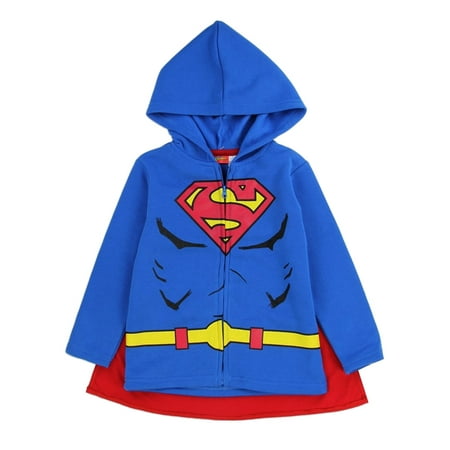 DC Comics Toddler Boys Fleece Superman Zip-Front Caped Hoodie Sweatshirt