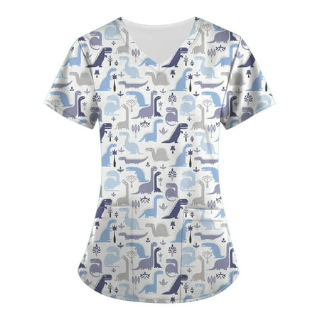 Work Shirts for Women Print V Neck Professional Scrub Tops Summer Nursing Tee Shirt Blouses with 2 Pockets
Work Shirts for Women Print V Neck Professional Scrub Tops Summer Nursing Tee Shirt Blouses with 2 Pockets