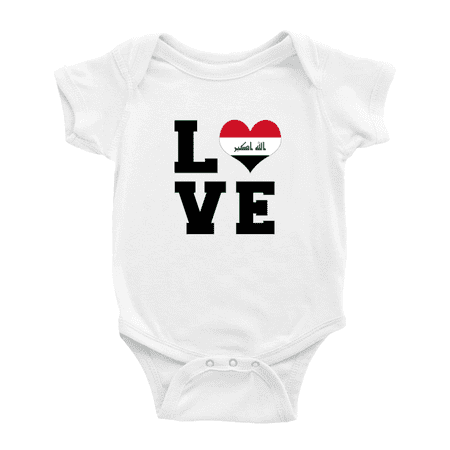 Love Iraq Flag Heart Cute Baby Romper (White 6-12 Months)