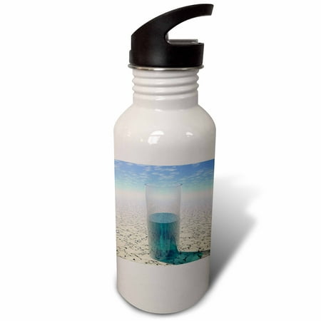 

Glass of Water shows a half full glass of water on parched desert surface under sun 21 oz Sports Water Bottle wb-19470-1