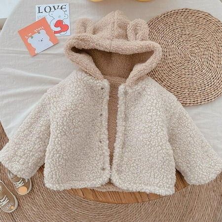 Autumn and Winter Baby Plush Bear Ears Thickened Warm Jacket Baby Winter Hooded Jacket Fleece Coat Children s Jacket 
Autumn and Winter Baby Plush Bear Ears Thickened Warm Jacket Baby Winter Hooded Jacket Fleece Coat Children s Jacket