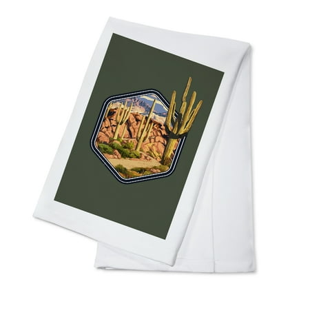 

Desert Cactus Trail Scene at Sunset Contour (100% Cotton Tea Towel Decorative Hand Towel Kitchen and Home)
