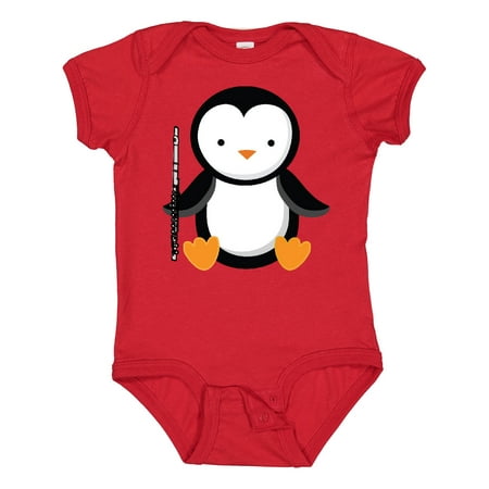 Inktastic Flute Penguin Music Gift Baby Boy or Baby Girl Bodysuit