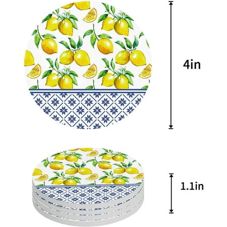 ZHANZZK Summer Fresh Yellow Lemon Flower Pattern Set of 6 Round Coaster for Drinks Absorbent Ceramic Stone Coasters Cup Mat with Cork Base for Home Kitchen Room Coffee Table Bar Decor
ZHANZZK Summer Fresh Yellow Lemon Flower Pattern Set of 6 Round Coaster for Drinks Absorbent Ceramic Stone Coasters Cup Mat with Cork Base for Home Kitchen Room Coffee Table Bar Decor