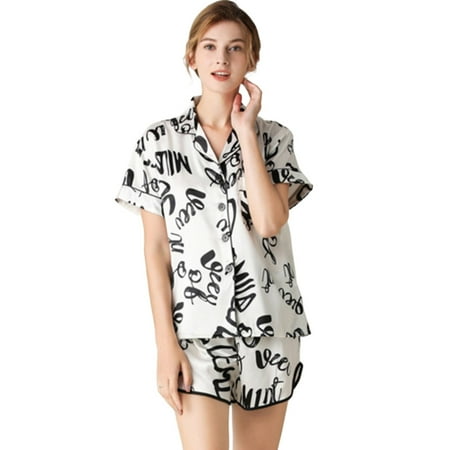 EFINNY Women s Satin Pajamas Short Sleeve Sleepwear Soft Silk Button Down Loungewear Shirt and Shorts Pajama Set
EFINNY Women s Satin Pajamas Short Sleeve Sleepwear Soft Silk Button Down Loungewear Shirt and Shorts Pajama Set