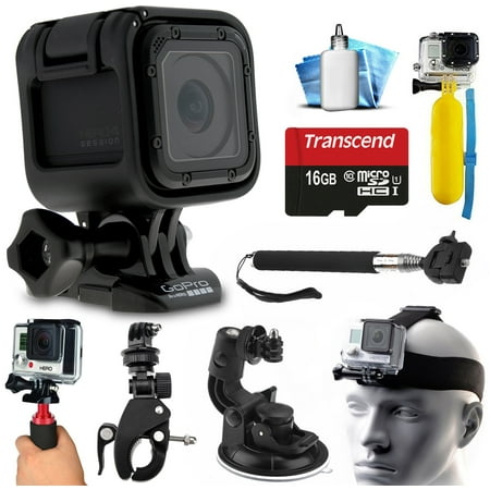 GoPro HERO4 Session HD Action Camera (CHDHS-101) with Extreme Sports Accessories Kit includes 16GB MicroSD Card + Selfie Stick + Head Strap + Floating Bobber + Stabilizer + Car Mount + More!