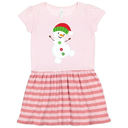 Inktastic Snowman With Hat Carrot Nose Buttons Gift Toddler Girl Dress