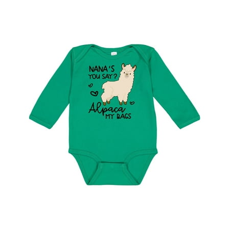 Inktastic Nana s You Say Alpaca My Bags Gift Baby Boy or Baby Girl Long Sleeve Bodysuit
Inktastic Nana s You Say Alpaca My Bags Gift Baby Boy or Baby Girl Long Sleeve Bodysuit