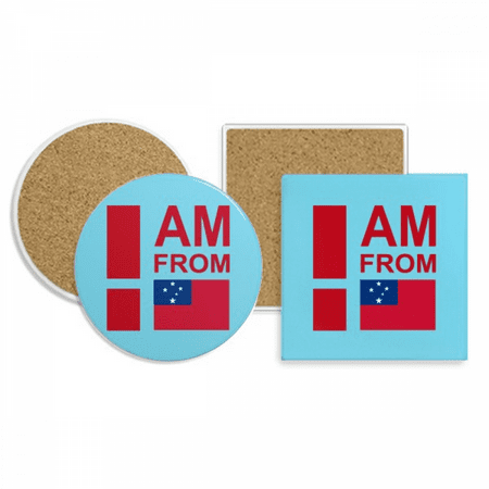 I Am From Samoa Coaster Cup Mug Holder Absorbent Stone Cork Base Set