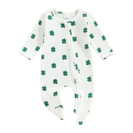 Suealasg Newborn Boy Girl Full Length Jumpsuit Baby Irish Festivals Clothes 3M 6M 9M 12M Long Sleeve Shamrock Print Footed Romper Infant Girl Spring Zip Up Bodysuit
Suealasg Newborn Boy Girl Full Length Jumpsuit Baby Irish Festivals Clothes 3M 6M 9M 12M Long Sleeve Shamrock Print Footed Romper Infant Girl Spring Zip Up Bodysuit