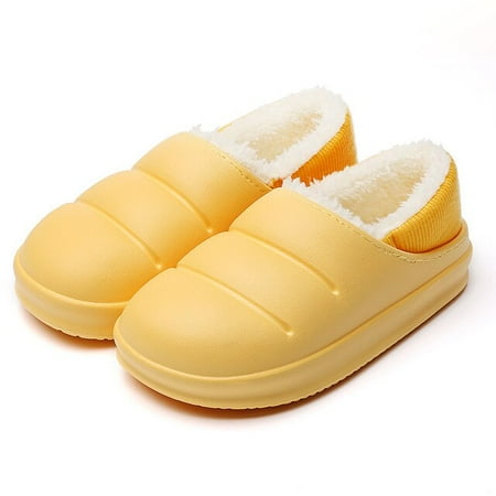 PIKADINGNIS New Winter Women Fur Slippers Waterproof Warm Plush Household Slides Indoor Home Thick Sole Footwear Non-Slip Solid Couple Shoes