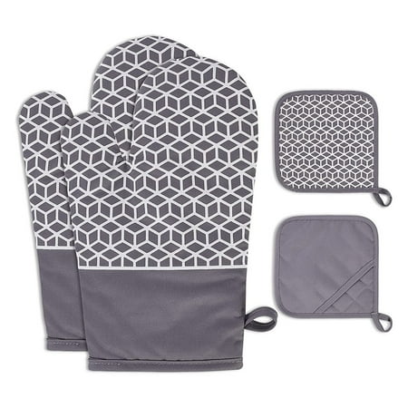 Oven Gloves Pot Holder 4 Piece Set Kitchen Oven Gloves Silicone Non-Slip Design Pot Holder Gloves Gray
Oven Gloves Pot Holder 4 Piece Set Kitchen Oven Gloves Silicone Non-Slip Design Pot Holder Gloves Gray