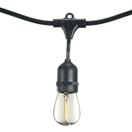 Bulbrite 48’ Black String Light with 15 0.7W S14 2700K LED Bulbs
