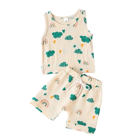 ZHUASHUM Infant Baby Boys Girls 3M-3Y Cartoon Rainbow Printed Linen Cotton Vest Tops Shorts Outfits
ZHUASHUM Infant Baby Boys Girls 3M-3Y Cartoon Rainbow Printed Linen Cotton Vest Tops Shorts Outfits