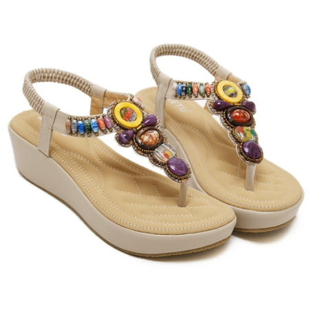 Women‘s Boho Colorful Beads Wedge Sandals Non-slip Thong Elastic Strap Slip On Shoes Casual Travel Vacation Sandals
Women‘s Boho Colorful Beads Wedge Sandals Non-slip Thong Elastic Strap Slip On Shoes Casual Travel Vacation Sandals