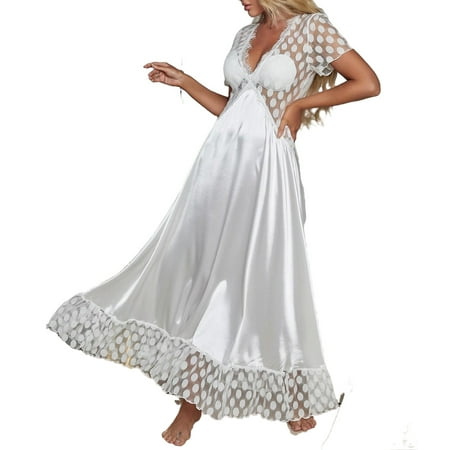 Sexy Polka Dot V neck Nightgowns Short Sleeve White Women s Sleepshirts (Women s)
Sexy Polka Dot V neck Nightgowns Short Sleeve White Women s Sleepshirts (Women s)
