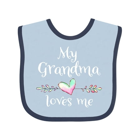 Inktastic My Grandma Loves Me- Heart Grandchild Gift Baby Boy or Baby Girl Bib