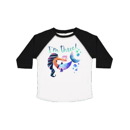 Inktastic I m Three! 3rd Birthday Pink and Blue Mermaid Gift Toddler Boy or Toddler Girl T-Shirt