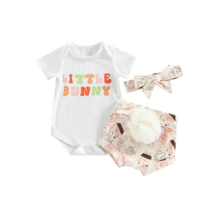 jaweiwi Baby Girls 3Pcs Easter Outfits 0 3M 6M 9M 12M Short Sleeve Romper + Rabbit Tail Shorts + Headband Clothes Set
jaweiwi Baby Girls 3Pcs Easter Outfits 0 3M 6M 9M 12M Short Sleeve Romper + Rabbit Tail Shorts + Headband Clothes Set