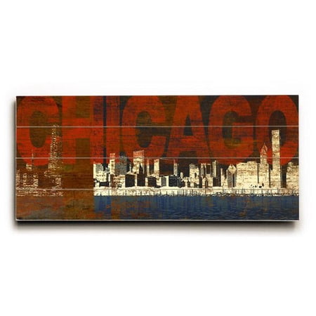 ArteHouse Decorative Wood Sign "Chicago" by Artist Cory Steffen, 30" x 30", Planked Wood