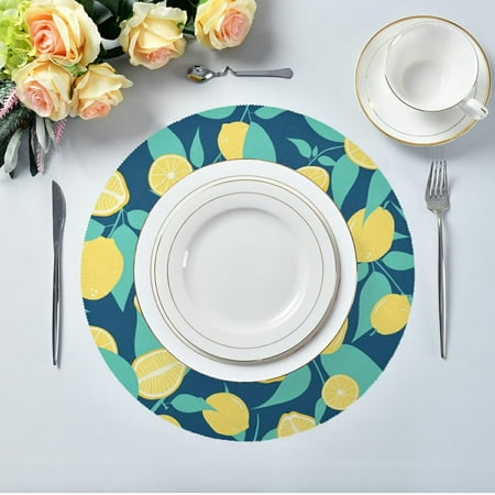 Hidove Lemon Pattern Round Placemats for Dining Table Non Slip Heat-Resistant Polyester Table Mats 6pcs Washable Table Mats for Kitchen Dining Table Decoration (252)
Hidove Lemon Pattern Round Placemats for Dining Table Non Slip Heat-Resistant Polyester Table Mats 6pcs Washable Table Mats for Kitchen Dining Table Decoration (252)