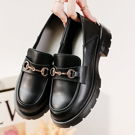 Women‘s Platform Black Loafers Metal Buckle Decor Faux Leather Shoes Fashion Round Toe Shoes
Women‘s Platform Black Loafers Metal Buckle Decor Faux Leather Shoes Fashion Round Toe Shoes