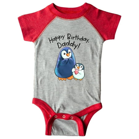 Inktastic Happy Birthday Daddy!- Cute Penguins Gift Baby Boy or Baby Girl Bodysuit
